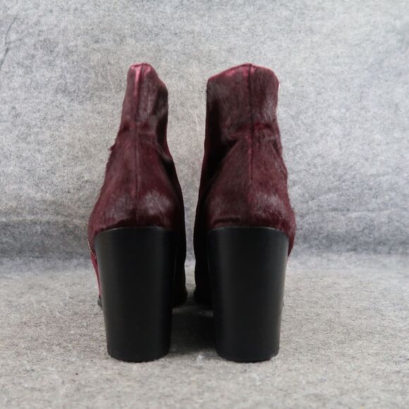 Steve Madden Shoes Womens 7 Booties Leather Cow Hair Fur Tstudio Block Heel Zip - Picture 5 of 16